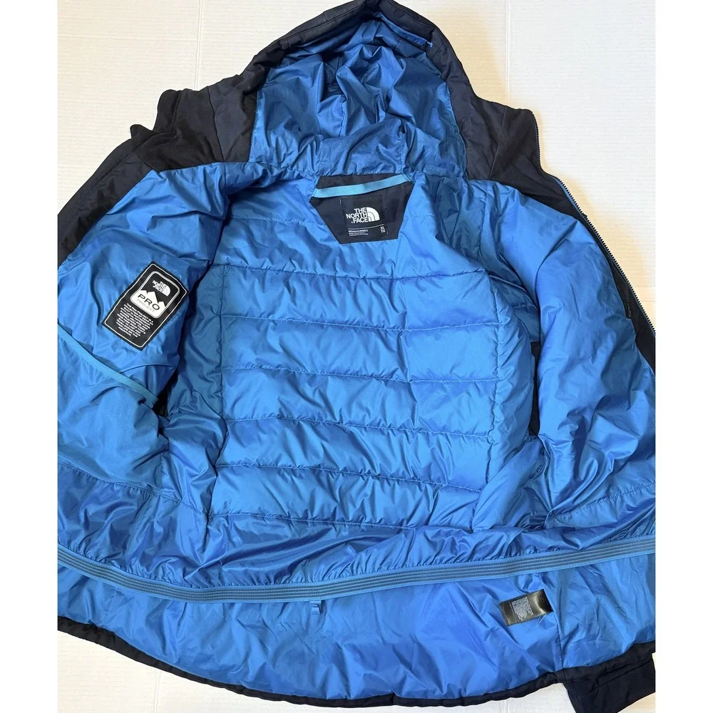 THE NORTH FACE Pro Project - Men's Insulated Down Jacket Black Blue Hooded - XL